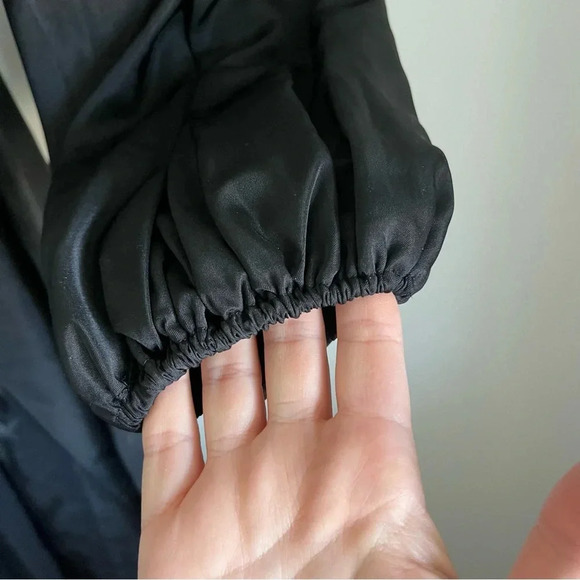 To The Max black satin open front belted trench coat size small - Picture 7 of 15